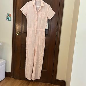 LACAUSA Pink Linen Jumpsuit. Small.